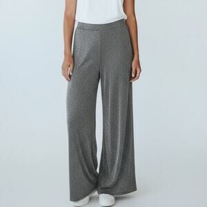 Express Womens 8R Grey Tweed Wide Leg High Rise Dress Pants Side Zip